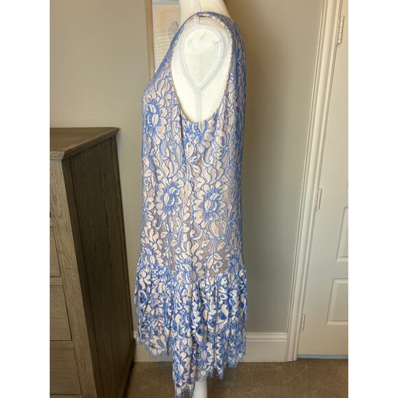 Eliza j | Blue/Neutral Lace Shift Dress | Medium - Picture 9 of 16